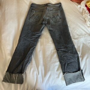 Grey distressed mother jeans